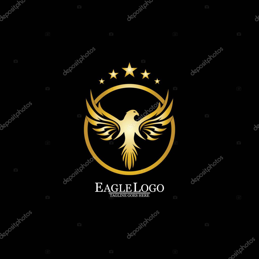 Golden eagle with circle logo design