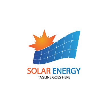 Güneş enerjisi logosu tasarım şablonu. Solar teknoloji logo tasarımları