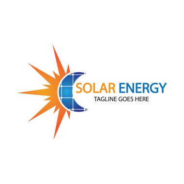 Güneş enerjisi logosu tasarım şablonu. Solar teknoloji logo tasarımları