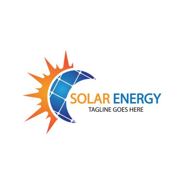 Güneş enerjisi logosu tasarım şablonu. Solar teknoloji logo tasarımları