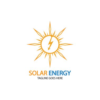 Güneş enerjisi logosu tasarım şablonu. Solar teknoloji logo tasarımları