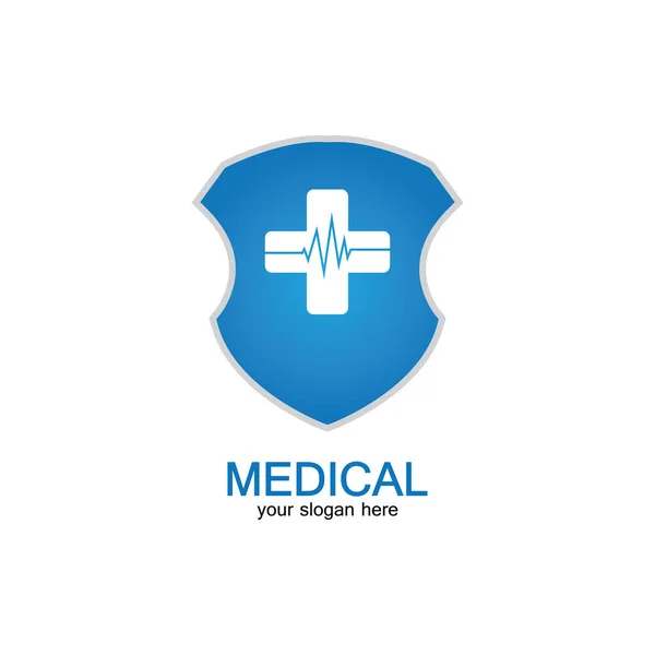 Icono Escudo Con Farmacia Médica Aislado Sobre Fondo Blanco — Archivo Imágenes Vectoriales