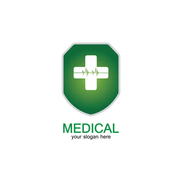 Shield Icon Medical Pharmacy Isolated White Background — Stock Vector