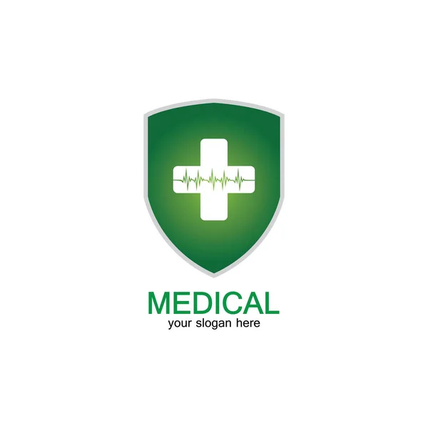 Ícone Escudo Com Farmácia Médica Isolada Fundo Branco — Vetor de Stock