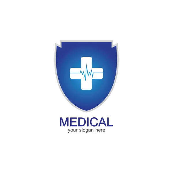 Shield Icon Medical Pharmacy Isolated White Background — Stock Vector