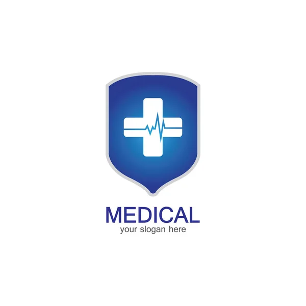 Shield Icon Medical Pharmacy Isolated White Background — Stock Vector