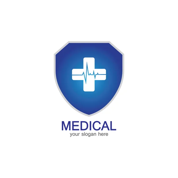 Icono Escudo Con Farmacia Médica Aislado Sobre Fondo Blanco — Archivo Imágenes Vectoriales