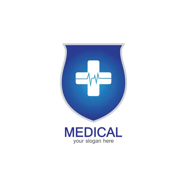 Shield Icon Medical Pharmacy Isolated White Background — Stock Vector