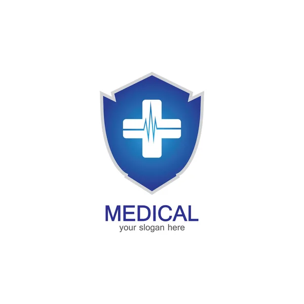 Shield Icon Medical Pharmacy Isolated White Background — Stock Vector