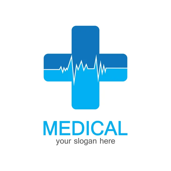 Medicinsk Logotyp Apoteksfärgat Kors Mjuk Form Tester Farmaceutisk Skylt Med — Stock vektor