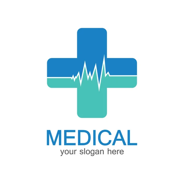 Medicinsk Logotyp Apoteksfärgat Kors Mjuk Form Tester Farmaceutisk Skylt Med — Stock vektor