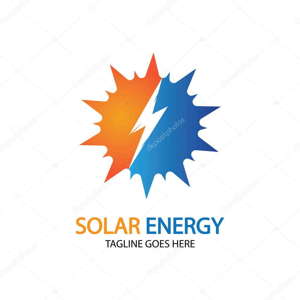 Sun solar energy logo design template. solar tech logo designs