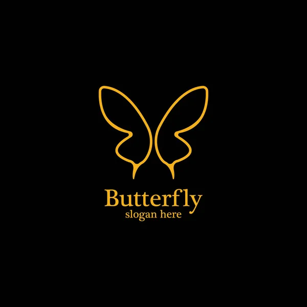 Plantilla Dorada Mariposa Background Logo Negro Para Salón Belleza Salón — Vector de stock