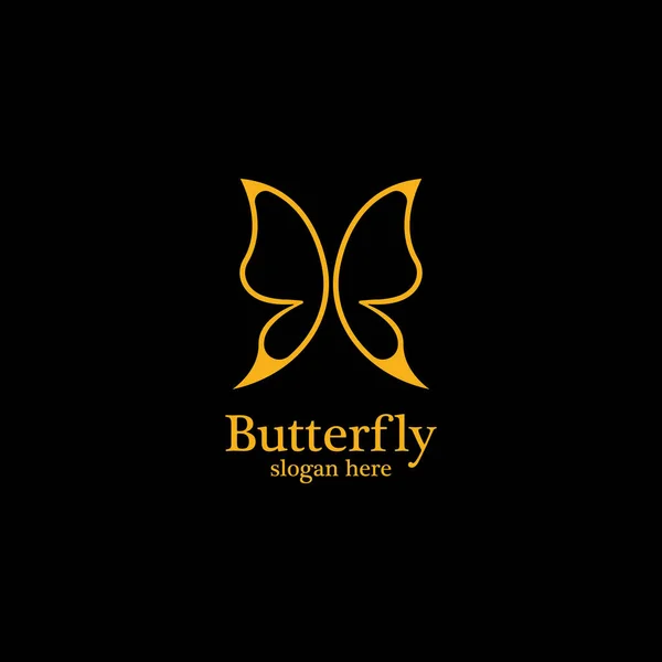 Plantilla Dorada Mariposa Background Logo Negro Para Salón Belleza Salón — Vector de stock