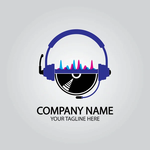 Headphone Music Studio Recording Soundwave Logo Design Inspiration — Stock Vector