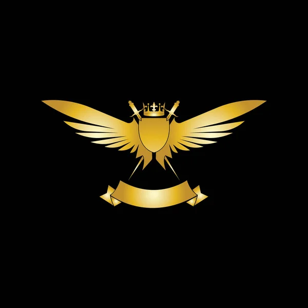 Heraldic Composition Crown Swords Wings Shield Ribbon — Stock Vector
