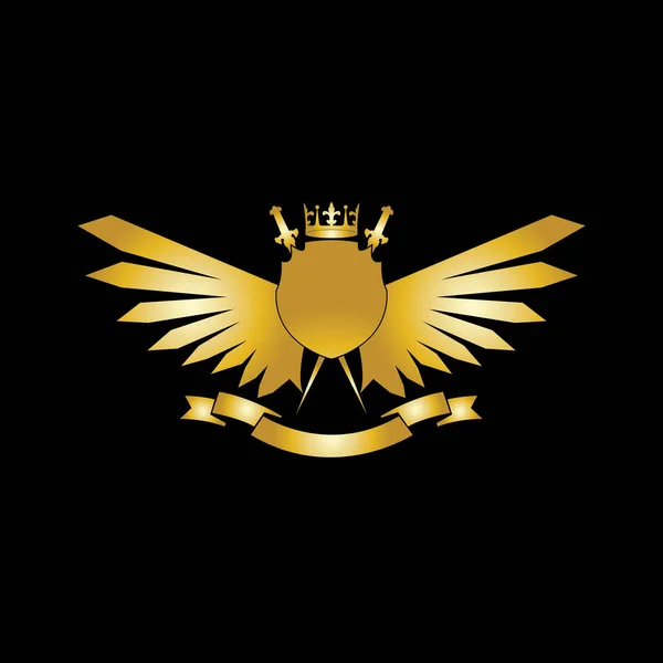 Heraldische Compositie Met Kroon Zwaarden Vleugels Schild Lint — Stockvector