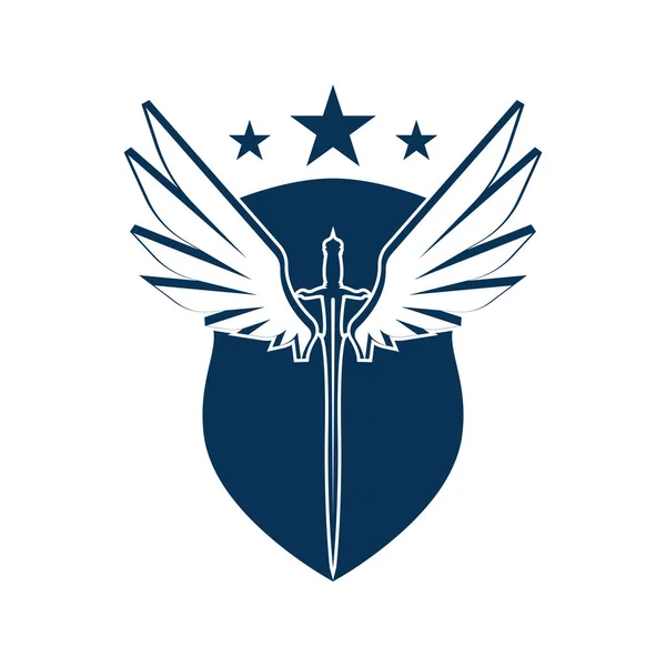 Winged Sword Shield Vector Icon — Stock Vector