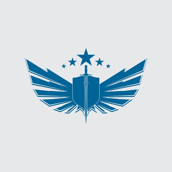 Winged Sword Shield Vector Icon — Stock Vector