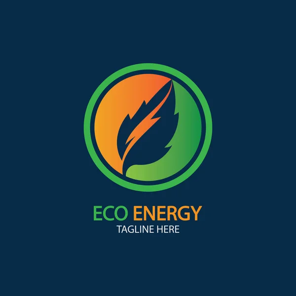 Yaprak sembollü Eko Enerji Vektör Logosu. Şimşek ya da gök gürültüsü grafikli yeşil renk. Doğa ve elektrik yenilenebilir. Bu logo teknoloji, geri dönüşüm, organik.