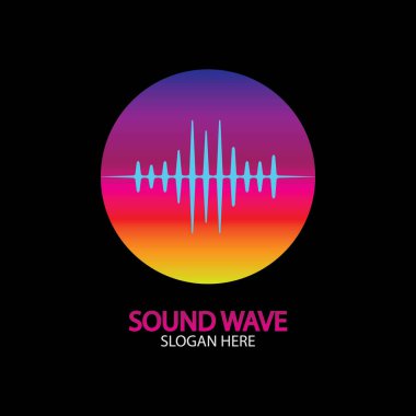 Ses dalgası. Parti, DJ, bar, disko için renkli ses dalgaları. Ses eşitleyici teknolojisi. resimleme