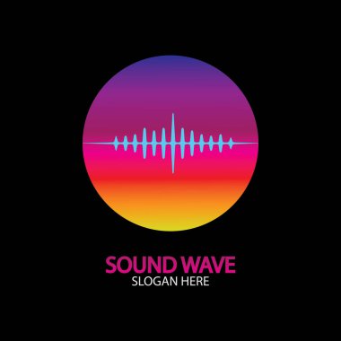 Ses dalgası. Parti, DJ, bar, disko için renkli ses dalgaları. Ses eşitleyici teknolojisi. resimleme