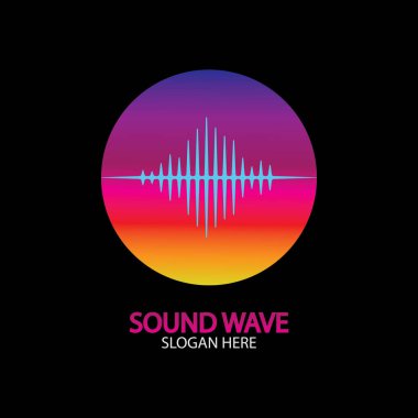 Ses dalgası. Parti, DJ, bar, disko için renkli ses dalgaları. Ses eşitleyici teknolojisi. resimleme