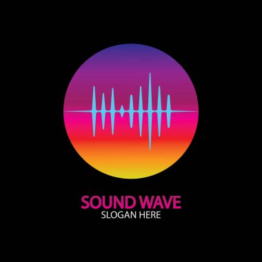 Ses dalgası. Parti, DJ, bar, disko için renkli ses dalgaları. Ses eşitleyici teknolojisi. resimleme