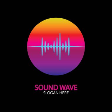 Ses dalgası. Parti, DJ, bar, disko için renkli ses dalgaları. Ses eşitleyici teknolojisi. resimleme