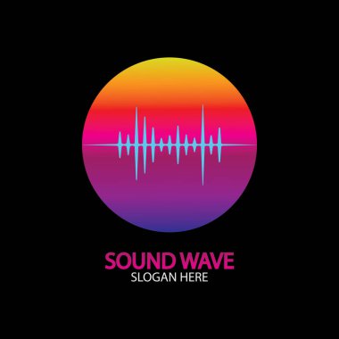 Ses dalgası. Parti, DJ, bar, disko için renkli ses dalgaları. Ses eşitleyici teknolojisi. resimleme