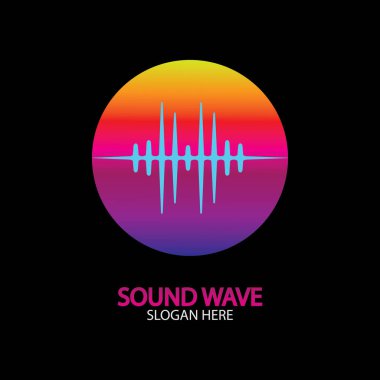 Ses dalgası. Parti, DJ, bar, disko için renkli ses dalgaları. Ses eşitleyici teknolojisi. resimleme