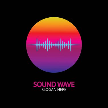 Ses dalgası. Parti, DJ, bar, disko için renkli ses dalgaları. Ses eşitleyici teknolojisi. resimleme