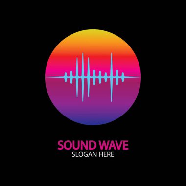 Ses dalgası. Parti, DJ, bar, disko için renkli ses dalgaları. Ses eşitleyici teknolojisi. resimleme