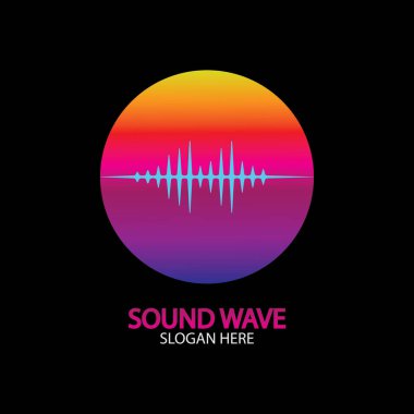 Ses dalgası. Parti, DJ, bar, disko için renkli ses dalgaları. Ses eşitleyici teknolojisi. resimleme
