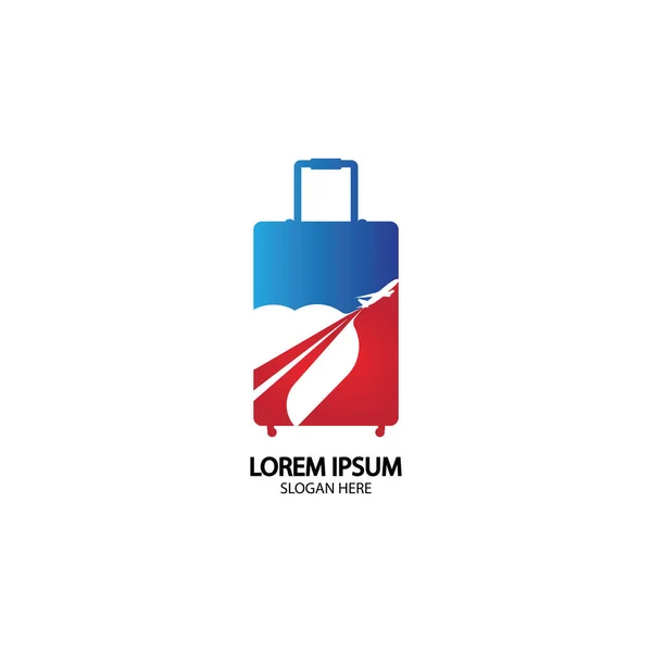 Seyahat Logosu Tatiller Turizm Gezisi Şirketi Logosu Tasarımı Uçakla Paket — Stok Vektör