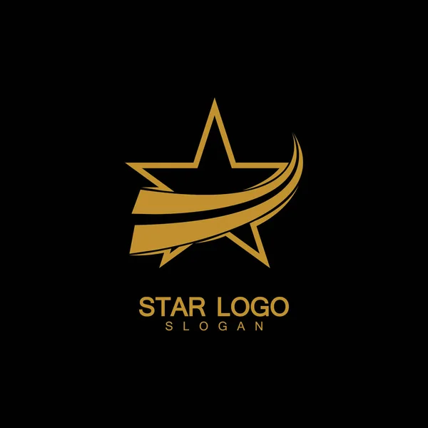 Gold Star Logo Vector Estilo Elegante Com Fundo Preto — Vetor de Stock