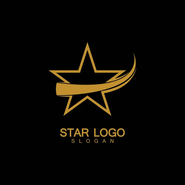 Gold Star Logo Vector Elegant Style Black Background — Stock Vector