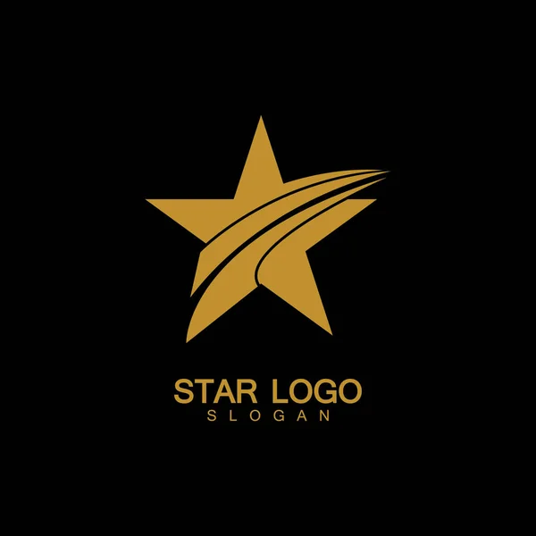 Gold Star Logo Vector Elegant Stil Med Svart Bakgrund — Stock vektor