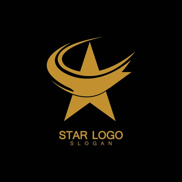 Logo Vettoriale Gold Star Stile Elegante Con Sfondo Nero — Vettoriale Stock