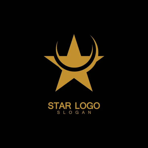 Gold Star Logo Vector Elegant Style Black Background — Stock Vector