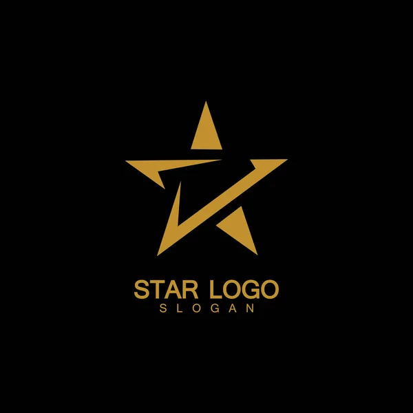 Gold Star Logo Vector Elegant Style Black Background — Stock Vector