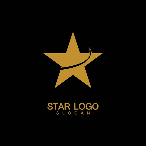 Gold Star Logo Vector Elegant Stil Med Svart Bakgrund — Stock vektor