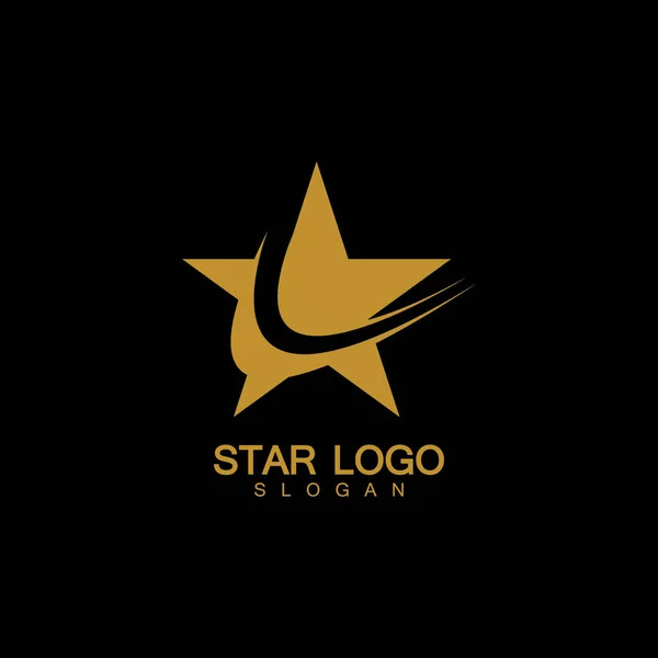 Logo Vettoriale Gold Star Stile Elegante Con Sfondo Nero — Vettoriale Stock