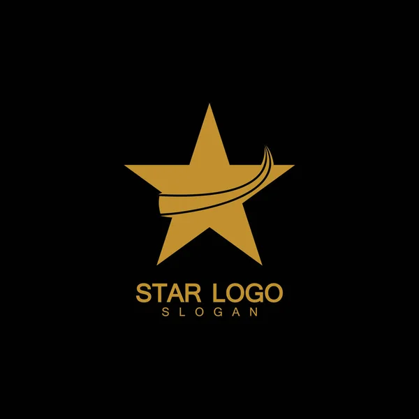 Gold Star Logo Vector Elegant Stil Med Svart Bakgrund — Stock vektor