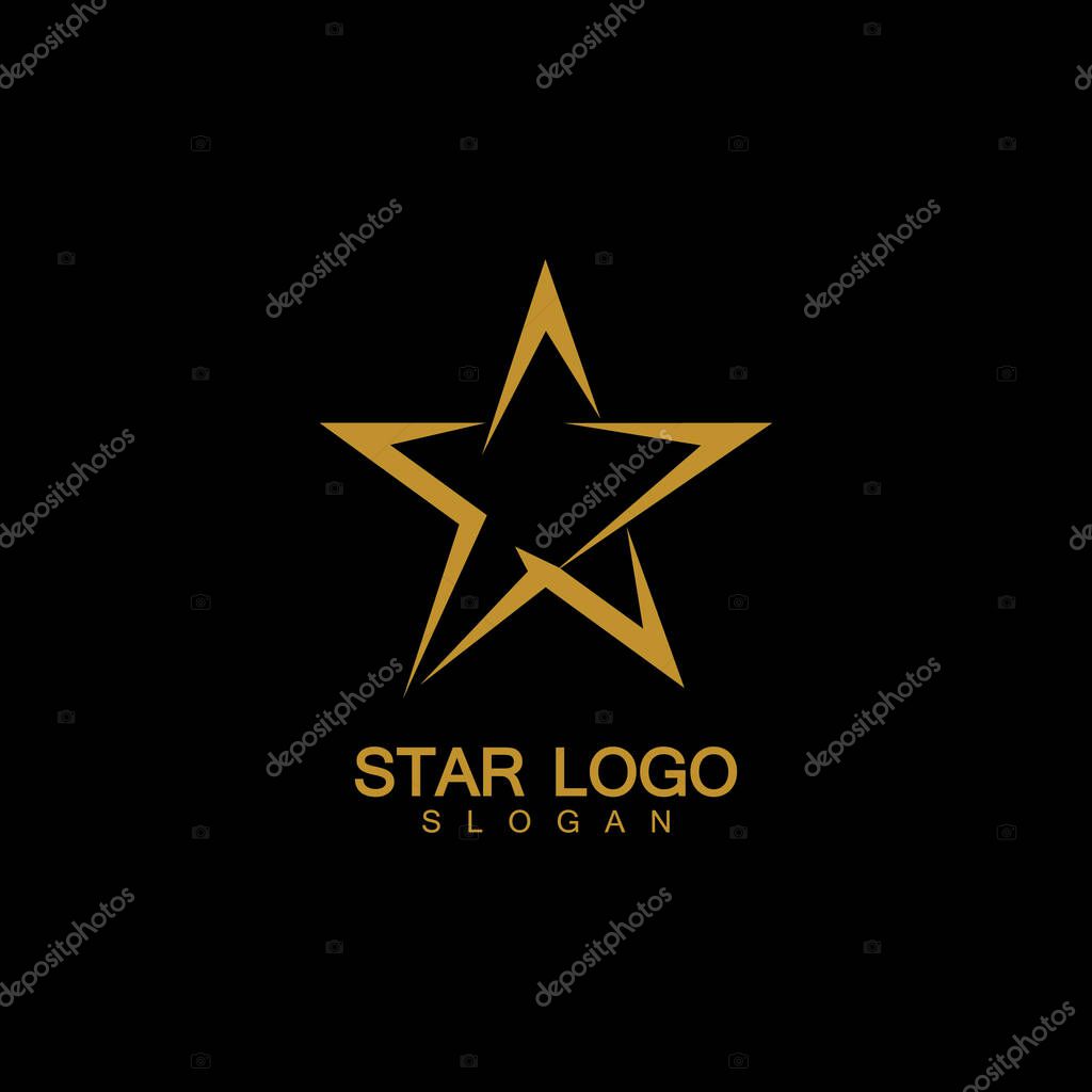 Gold Star Logo Vector in elegant Style with Black Background