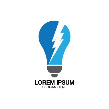 Ampul enerjisi şimşek şimşeği logo ikonu vektör şablonu