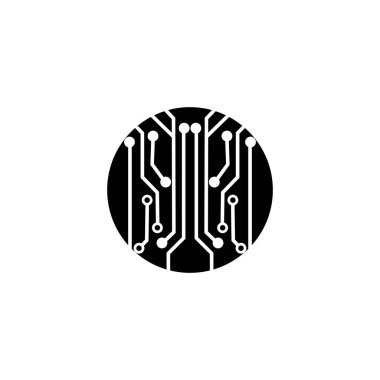 Çember simgesindeki devre kartı. Teknoloji logosu tasarım şablonu simgesi vektör-vektör simgesi