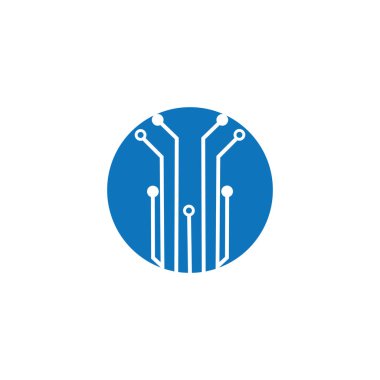 Çember simgesindeki devre kartı. Teknoloji logosu tasarım şablonu simgesi vektör-vektör simgesi