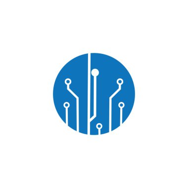 Çember simgesindeki devre kartı. Teknoloji logosu tasarım şablonu simgesi vektör-vektör simgesi