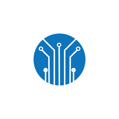 Çember simgesindeki devre kartı. Teknoloji logosu tasarım şablonu simgesi vektör-vektör simgesi